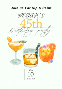Orange & Black Minimalist Unisex Fruit Drinks Birthday Party Virtual Invitation